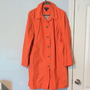Lands' End Vibrant Poppy Orange Classic Trench Coat - Size M (10-12)
